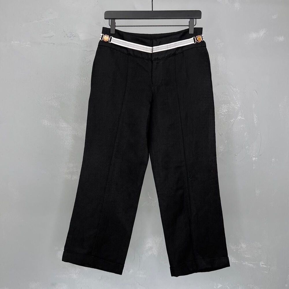 NWT Undercover Black Silk & Linen Straight Leg Cropped Trousers JP Sz 3, 29"